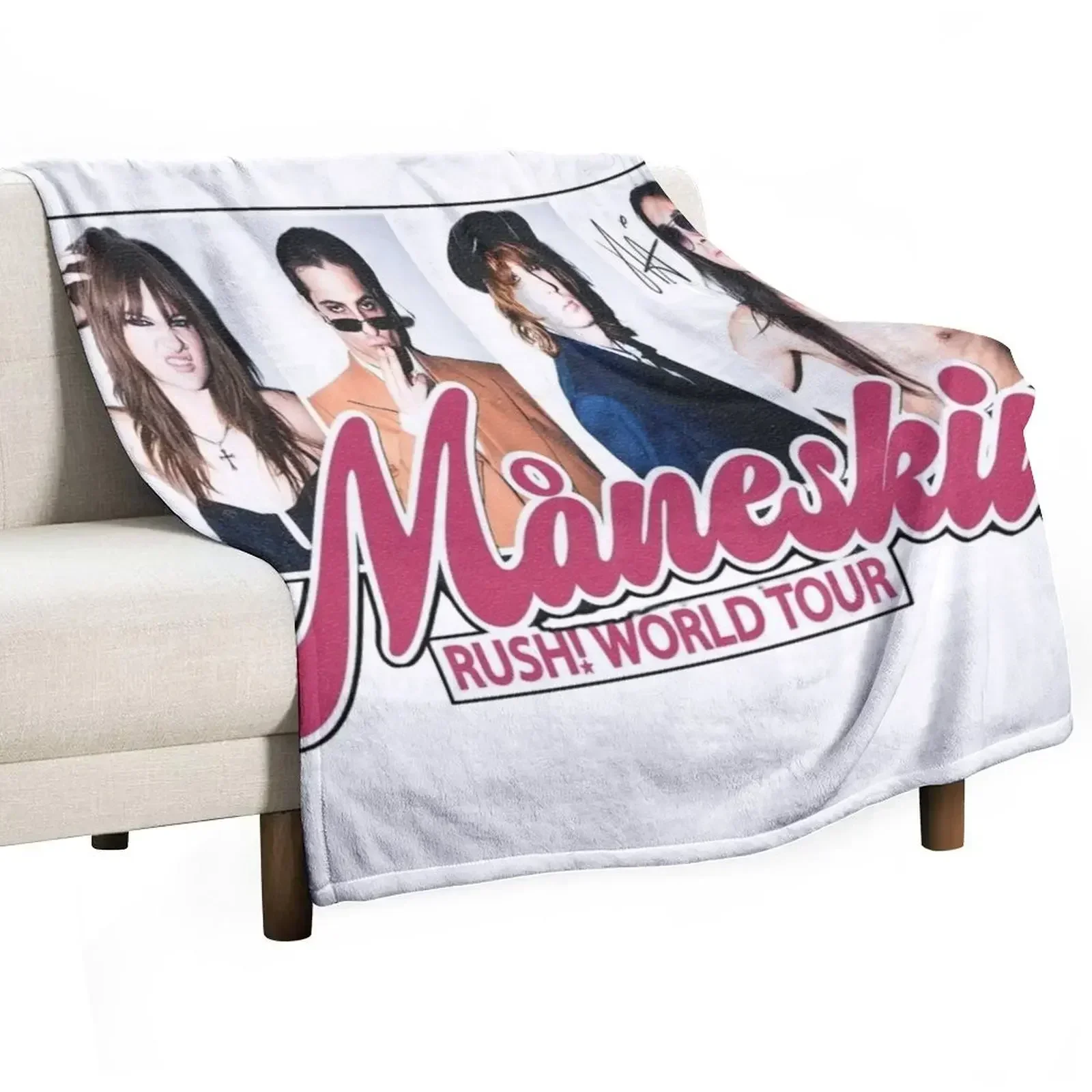 maneskin Throw Blanket Furrys Beach Travel Blankets