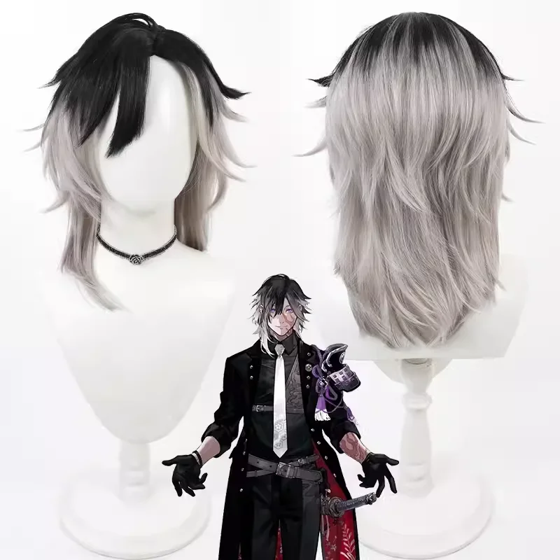 

Shokudaikiri Mitsutada Wig Touken Ranbu Cosplay Gray Black Mixed Heat Resistant Synthetic Hair Halloween Costume Role Play Party