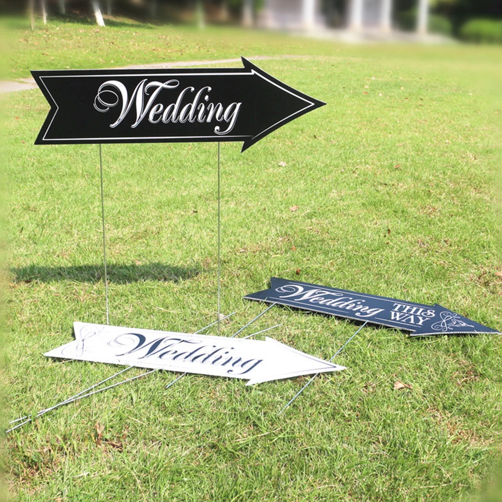 

2 Sets Wedding Directional Signs Yard Decorations This Way Arrow Road Sign Party Premium Material Sturdy Solid Not Easy To Break