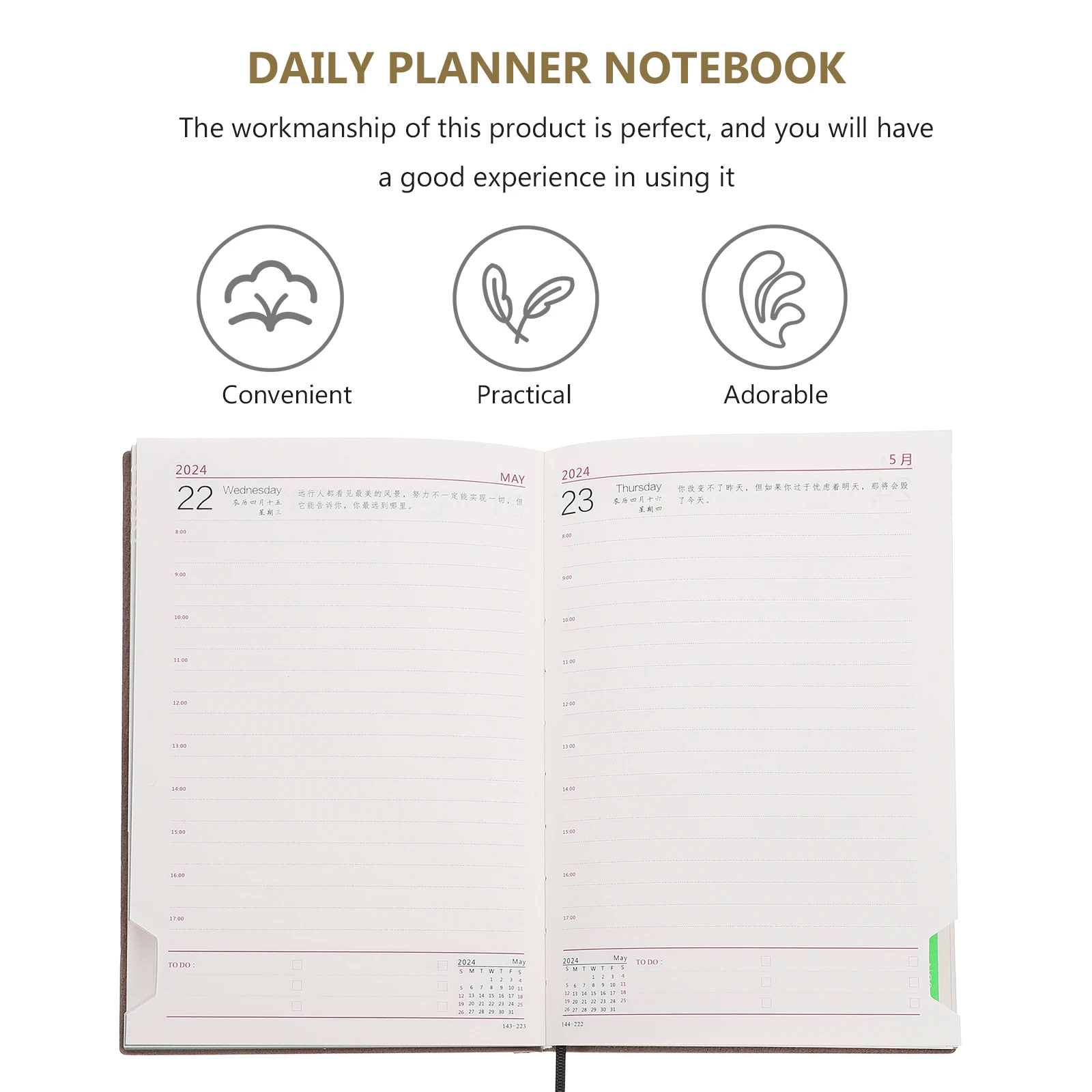Daily Planner Agenda Book Calendars Self Discipline Habit Tracker Fitness Journal Workout Notebook Green Color Time Management