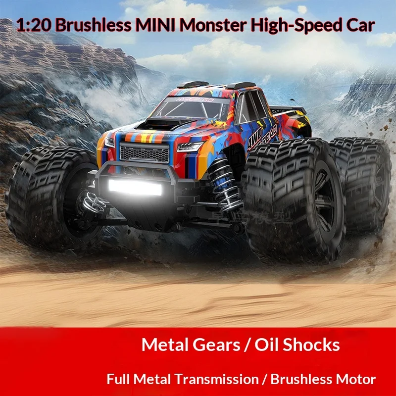 

Meijiaxin 1/20 Mini 20208 RC 4WD Brushless High Speed Off Road Truck Metal Gears Oil Shocks Full Metal Transmission Kids Toy