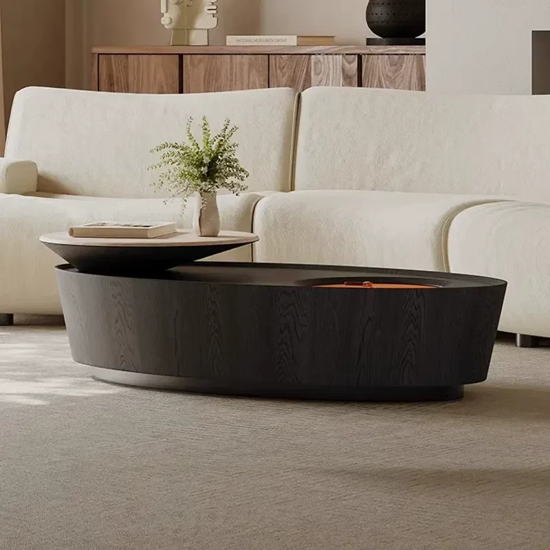 New Microcrystalline Stone Travertine Coffee Table Set Wooden Small Apartment Living Room Balcony Home Light Luxury High End