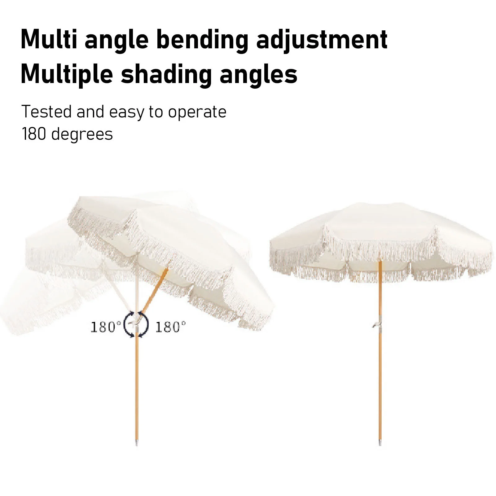 Patio Umbrella with Fringe 8 Fiberglass Ribs UV Proof Large Outdoor Table Market Umbrella for Garden Deck Backyard Pool