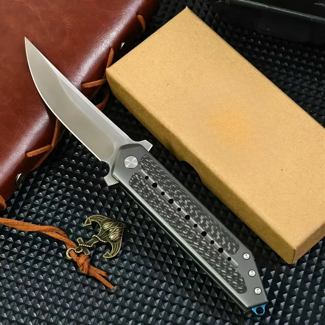 

TC4 Titanium Alloy Inset Carbon Fiber Handle S35VN Steel Blade Outdoor Folding Knife Multi-function Folding Knife Camping EDC