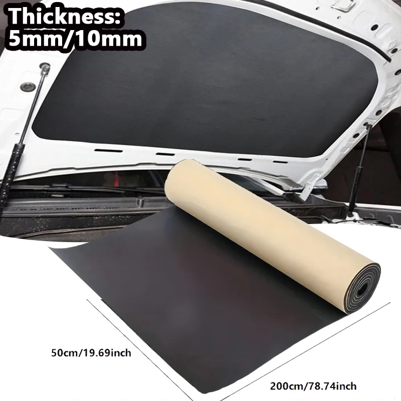 5 10mm 50 x 200cm Universal Car Hood Sound Heat Insulation Pad Cover Sticker Pad Noise Sound Heat Proof Insulation Mat