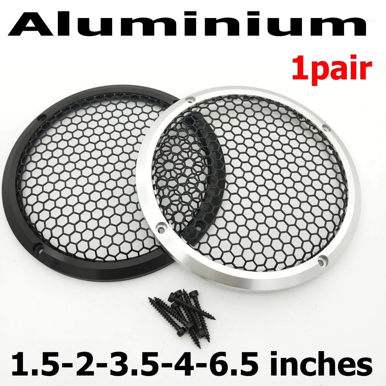 1 paire (2 pièces) de grilles de protection en aluminium pour haut-parleurs de voiture, pour montant A, masque métallique modifié, pour haut-parleurs de 1.5, 2, 3.5, 4, 6.5 pouces