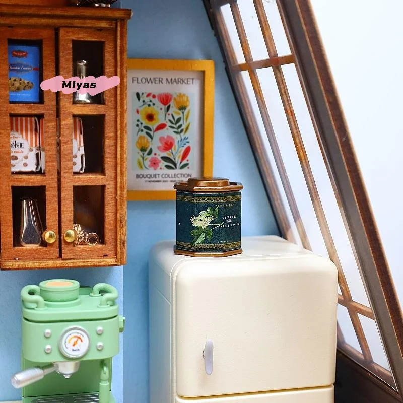 1Pcs Miniature Dollhouse Furniture Accessories 1/12 Scale Coffee Can Tea Can Model Simulation Decor Ornament for Dollhouses