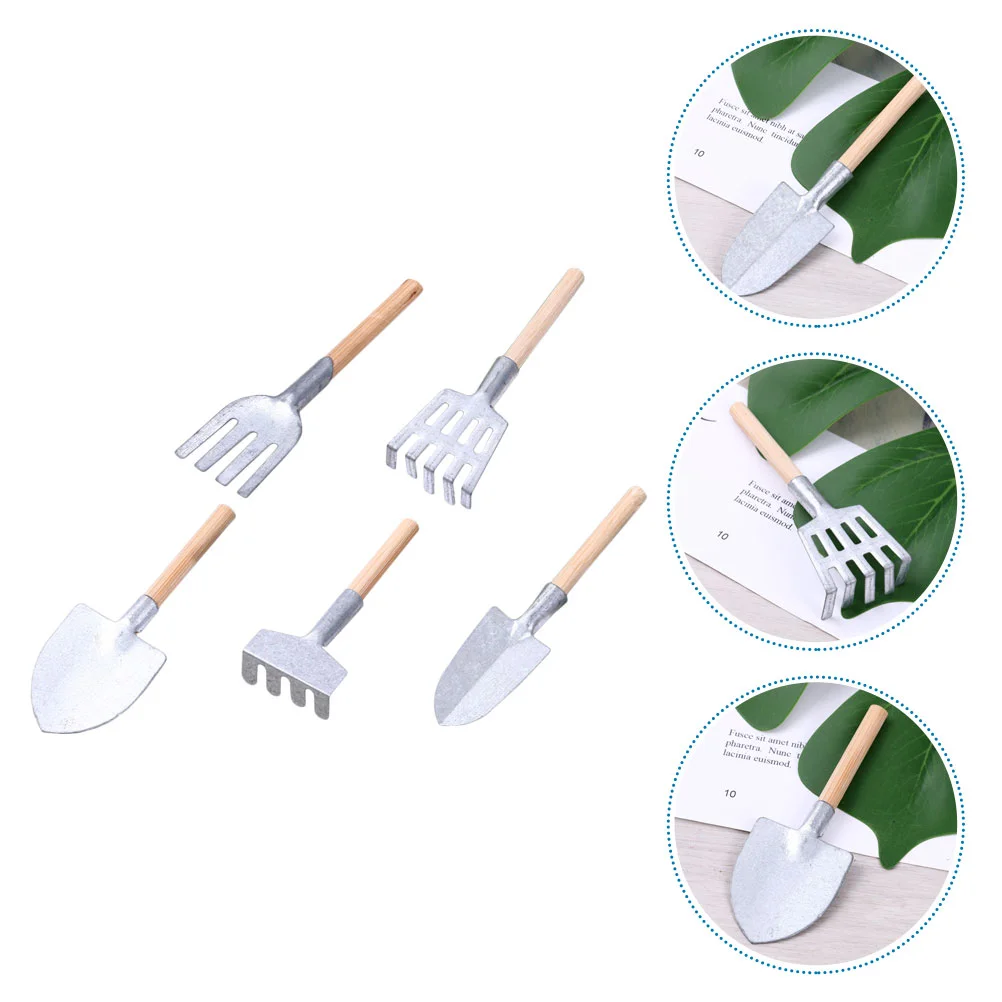 

5 Pcs Mini Garden Tools Set Sturdy Iron Bonsai Planting Tool Small Gardening Garden Photo Props Household