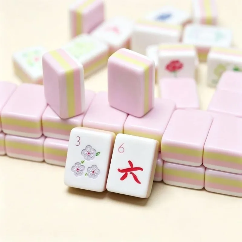 Acrylic pink American mahjong four-layer color matching mini portable leisure entertainment American mahjong wholesale
