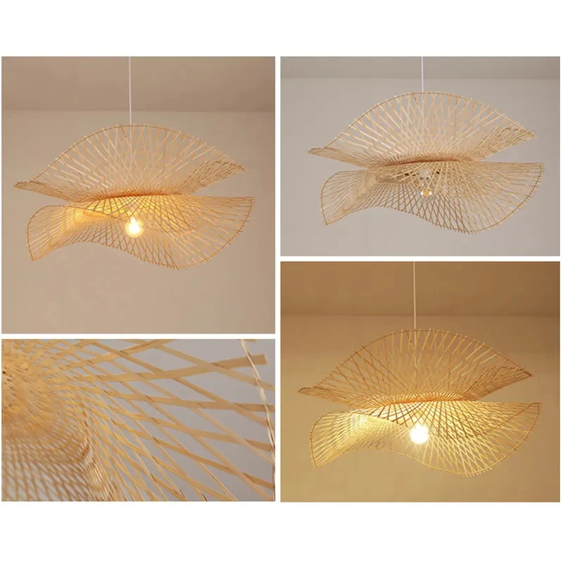 Imagem -02 - Handmade Woven Bamboo Chandelier Wicker Lighting Fixture para Teahouse Rattan Pendant Lamp Bar Sala de Jantar Quarto E27