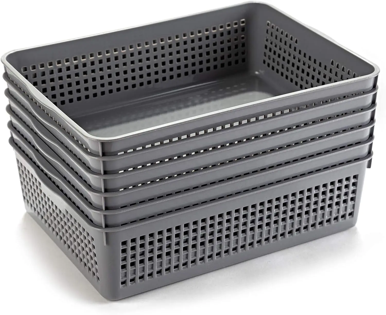 

Пластиковые лотки для хранения бумаги формата А4, настольные корзины-органайзеры для файлов, 6 штук (серые)