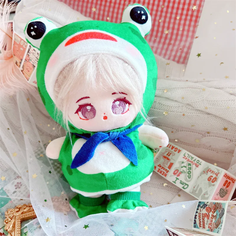 Hot 20cm Kawaii Plush Cotton Idol Frog Doll Suit Stuffed Figure Dolls No Attribute Fat Body Doll Can Change Clothes Doll Toys