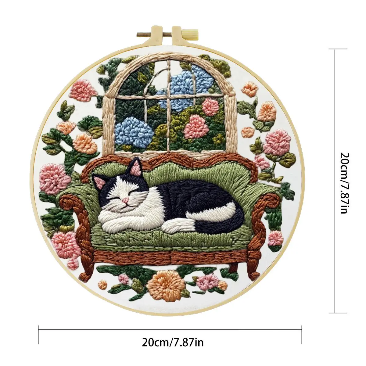 1 Stück 20X20CM/15X15CM 7,87/6,3 Zoll Die Katze auf dem Sofa Stickerei-Starter-Kit DIY-Kit DIY-Stickerei-Set Handarbeiten – Detail 4