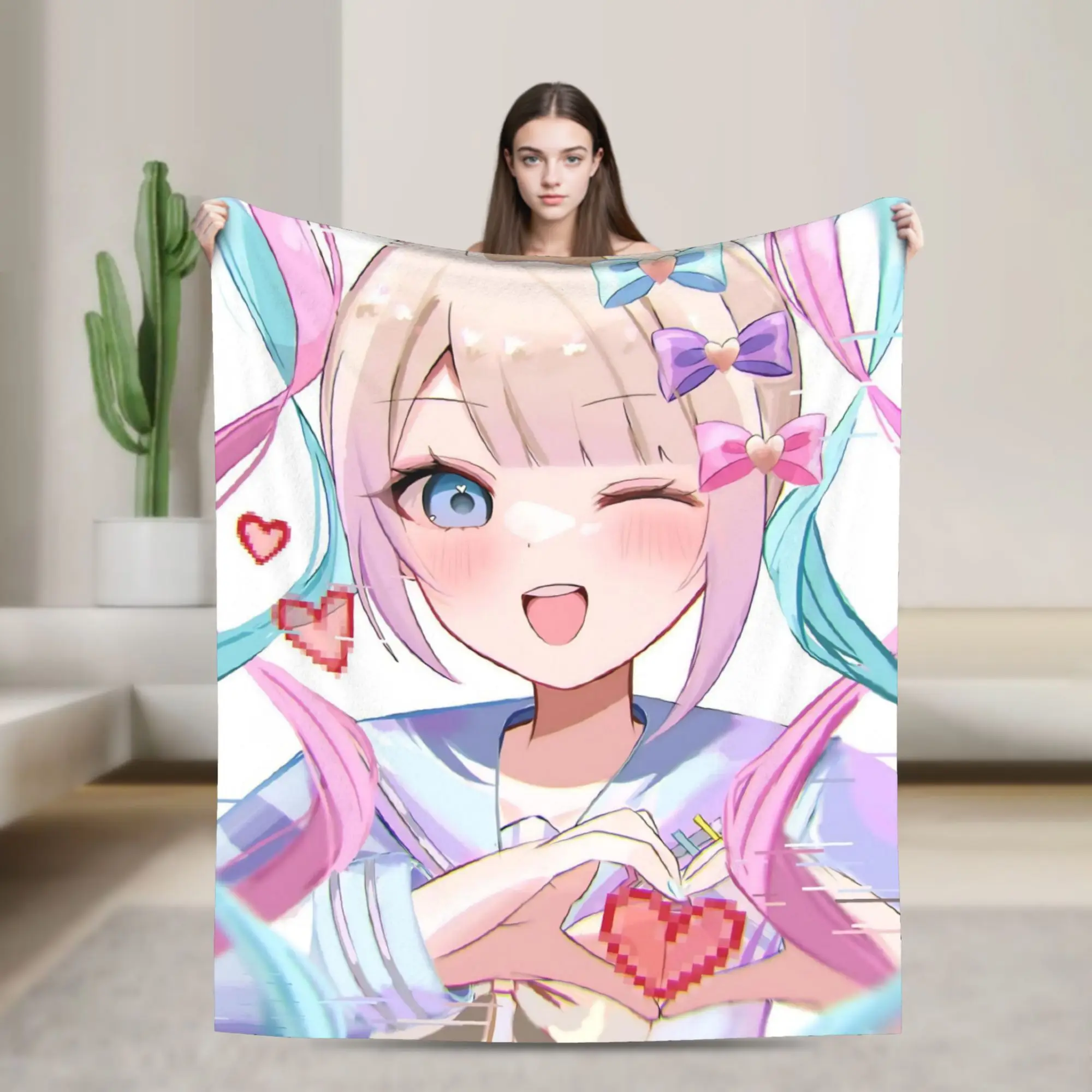 OMG kawaii Angel Flannel Blanket Cartoon Games Funny Throw Blanket for  Sofa Bedding Lounge 125*100cm Bedspreads