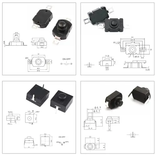 Latching Push Button Switch Assorted Kit Self-Lock Micro Mini Bent & Flat 2Pin 3Pin 4Pin On Off Switch for Torch SMD