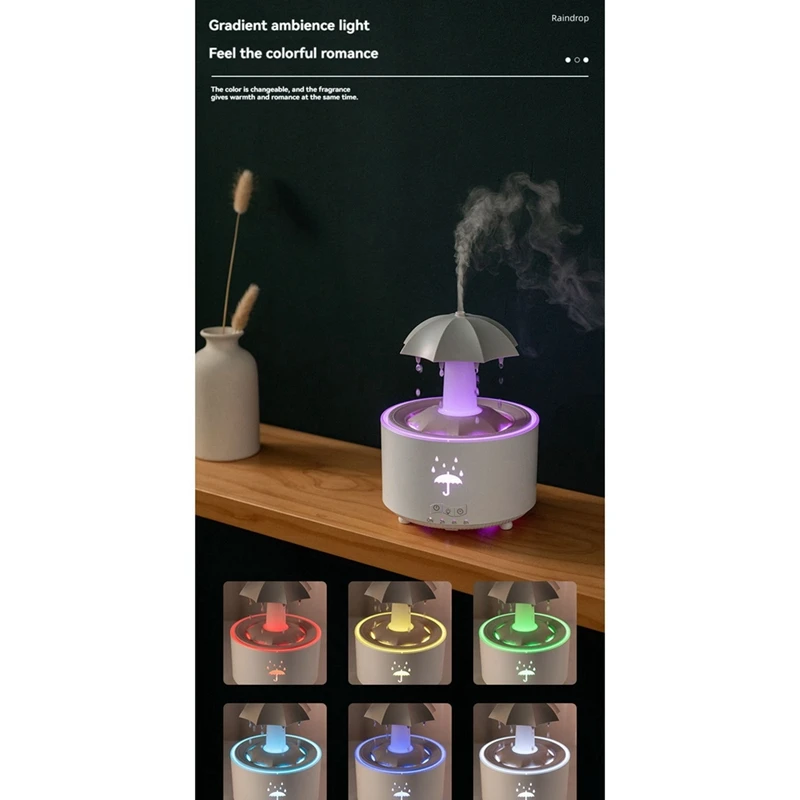 Raindrop Humidifier For Bedroom Large Room Air Humidifiers & Aromatherapy Diffuser Quiet Humidifier With Light