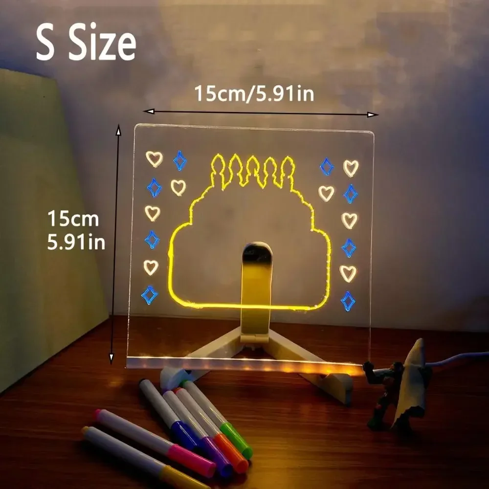 Leuchtende LED-Buchstaben-Nachrichtentafel, löschbar, transparent, zum Schreiben, Notiztafel, warmes Licht, DIY-Zeichenbrett für Kinder, Geschenk