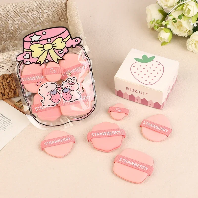 1/5Pcs 딸기 파운데이션 화장품 퍼프 여성 소프트 드라이 및 웨트 사용 메이크업 스펀지 뷰티 에어 쿠션 세부 정보 액세서리 도구