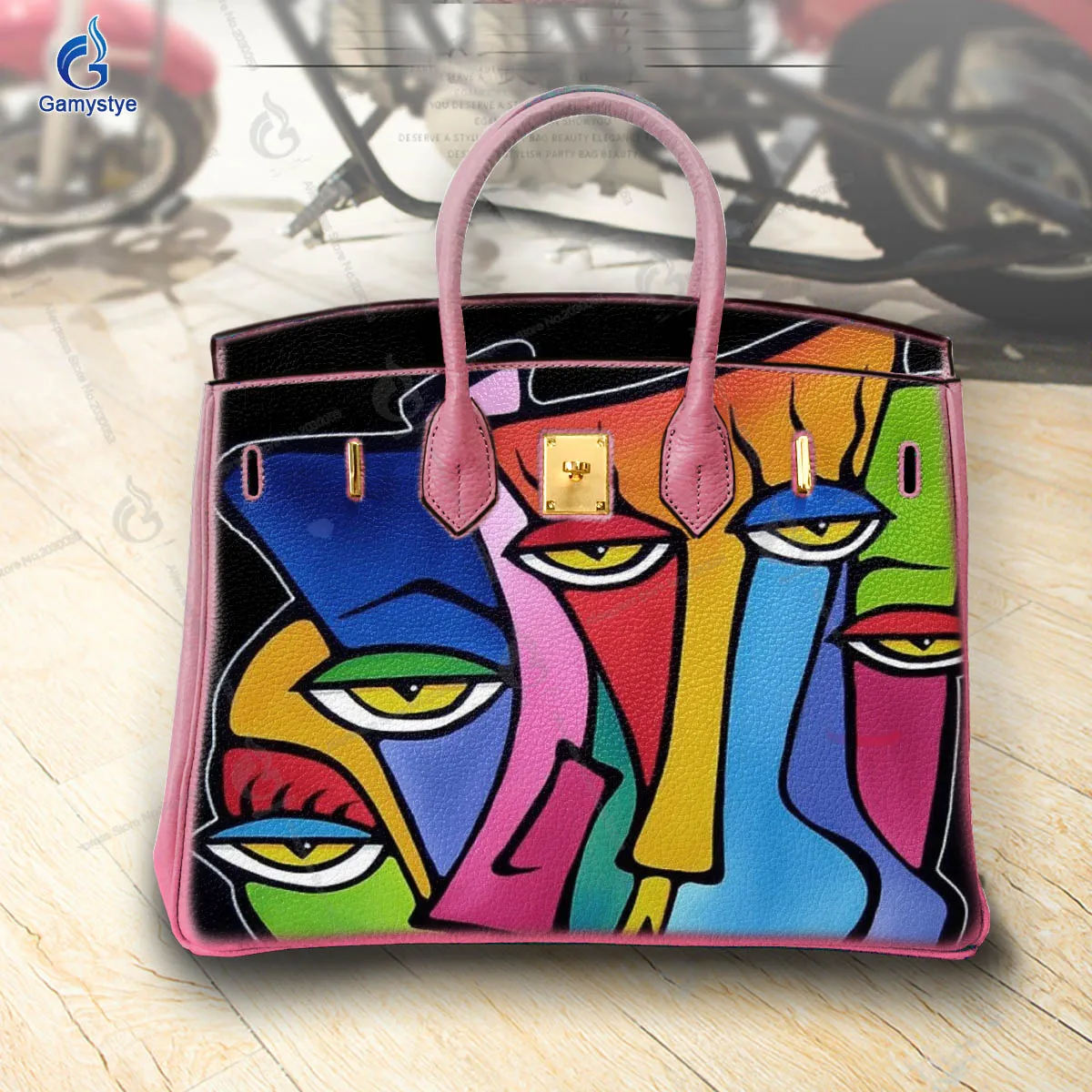 

Art Hand-Painting Sharp eyes Customize Totes Women Clutch purses and handbag Designer Ladies purses 100% Genuine Leather Fashion