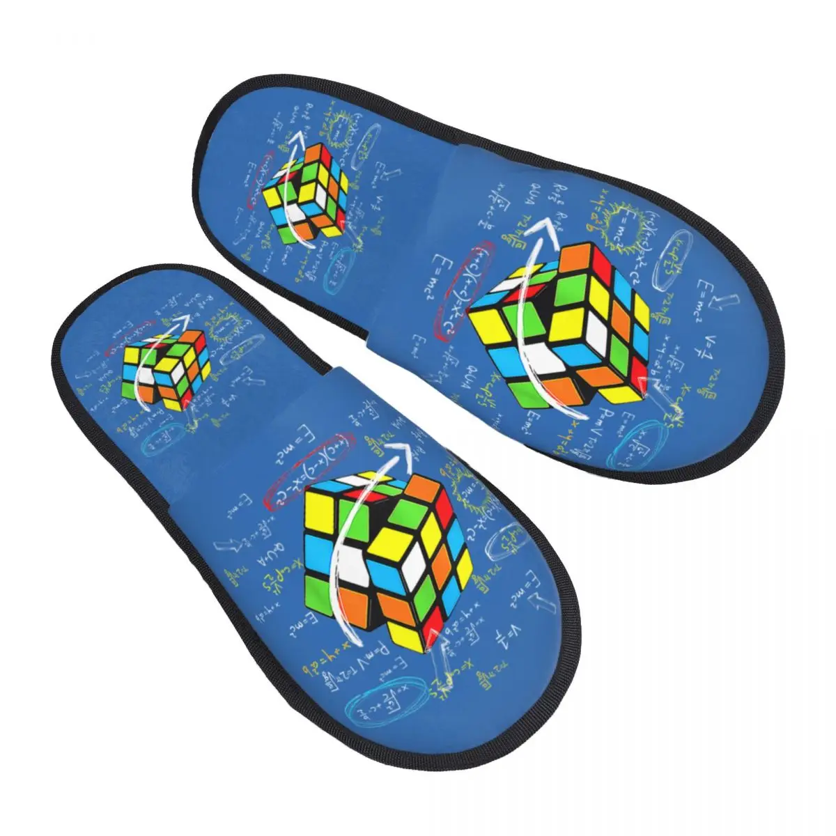 Math Rubik Rubix Cube Caps Guest Slippers for Bathroom Women Custom Print House Slipper