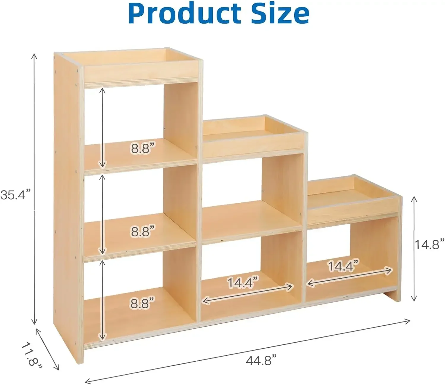 9 Shelves Storage Cabinet,Ladder Corner Bookshelf 6 Stepped Bookcase,4 Tier Wooden Storage Display Shelf Kids Furniture, Natural