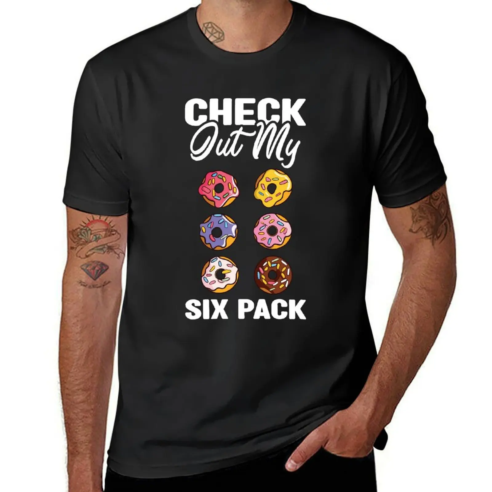 Check Out My Six Pack Donut - Funny Abs Workout Jokes T-Shirt korean fashion anime clothes black t-shirts for men