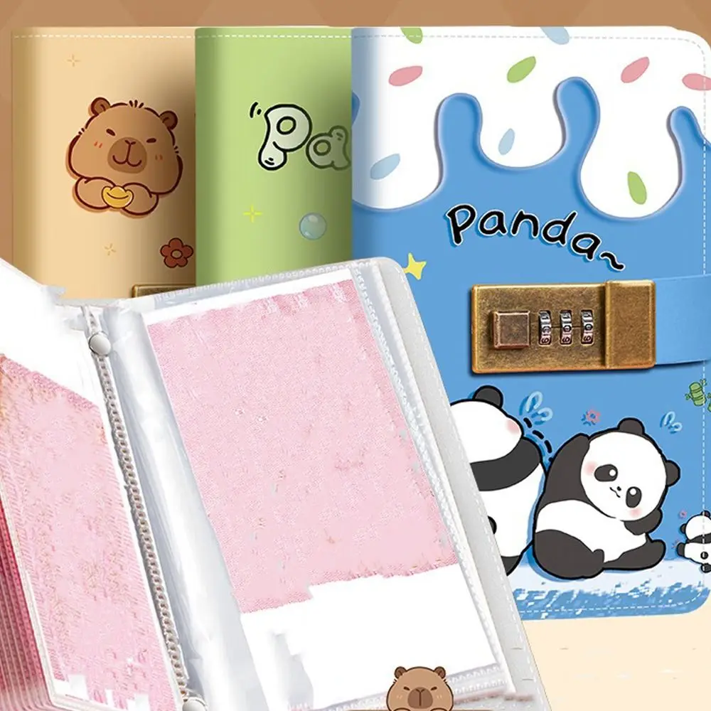 カピバラパンダ 100封筒チャレンジ 大容量 パスワードロック 節約チャレンジ ミニバインダー 防水