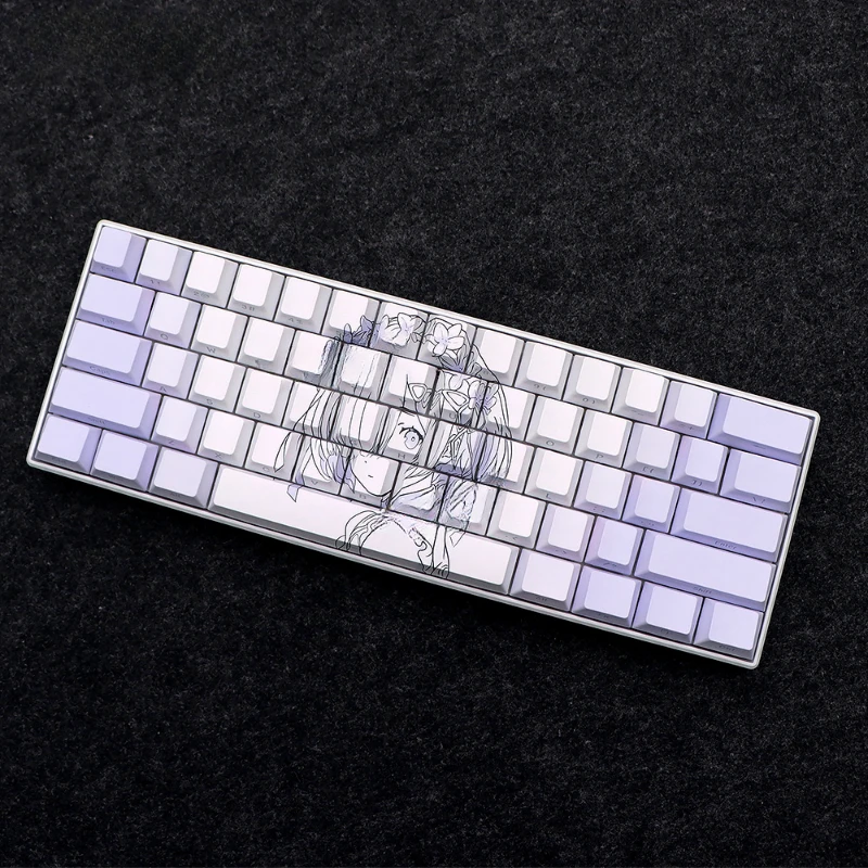 Re: Life in A Different World From Zero Anime Keycaps Rem Cute Cartoon Custom 136key Keycaps for Mechanical Keyboard Wooting60he