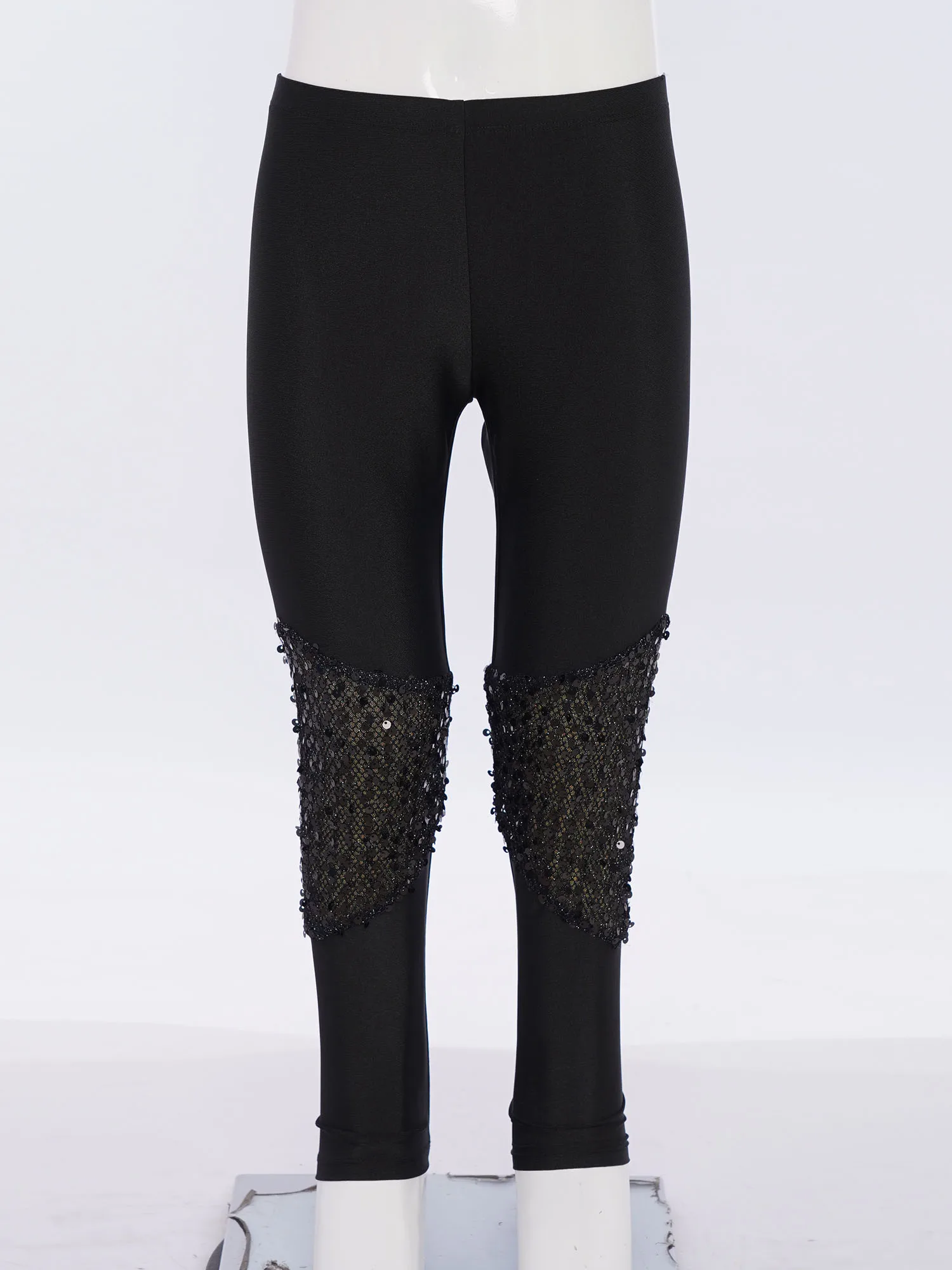 

Kids Girls Gymnastics Leggings Pants Shiny Sequin Patchwork Elastic Waistband Trousers for Ballet Yoga Acrobatics Dance Training
