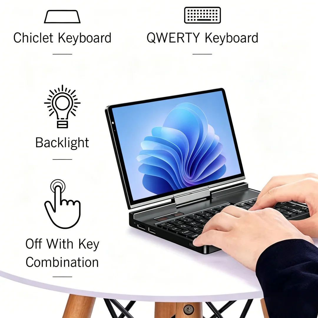 GPD 포켓 4 레이징 2026 8.8인치 AMD AI 9 HX 370 프로세서 64GB 램 휴대용 미니 PC 2TB NVMe 180도 회전 °   노트북 컴퓨터