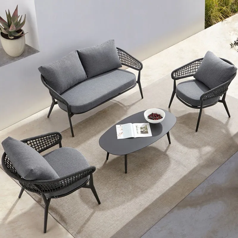 

Garden Sofas Set Hotel Balcony Terrace Rope Rattan Outdoor Furniture Sofa Sets Patio Modern Lounge Chair Sofa