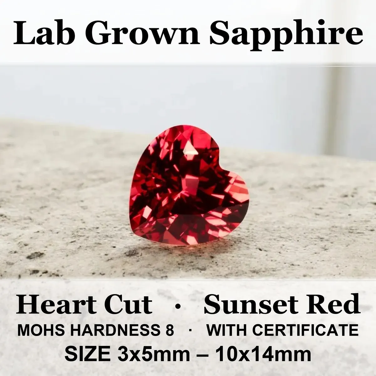 Heart Cut Lab Grown Sapphire Sunset Red Color for Charms DIY Advanced Jewelry Rings Making Materials with Certificate Wholesale