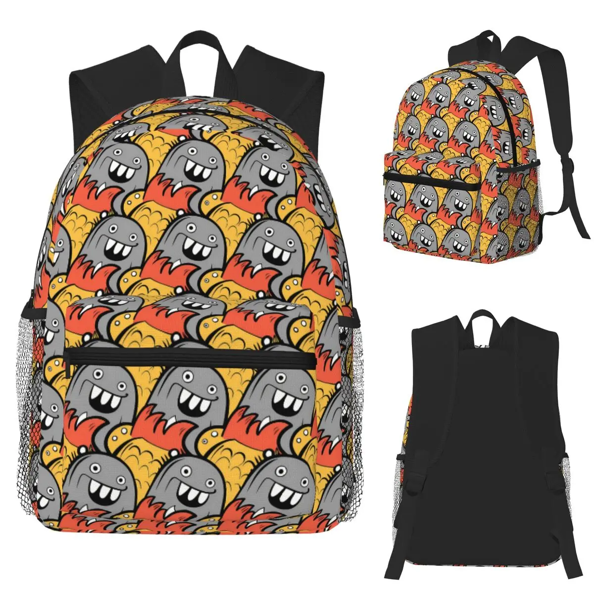 

Cartoon Creatures Cause Cheeky Chaos Unleashed Backpack School Bag Hiking Travel Daypack Fashion Bookbag Shoulder Bags