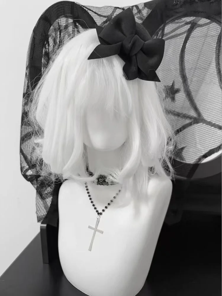 Black Gothic Bowknot Mini Top Hat Hair Clip Headdress Original Lolita Bow Banquet Prom Party Girls Hair Accessories