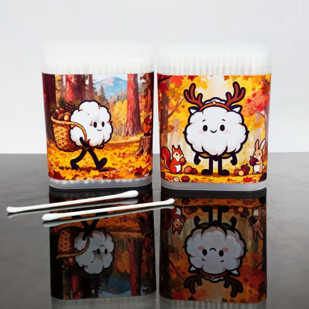 400개/600개 추수감사절 테마 면봉 볼 스크럽 박스 정밀 축 면봉