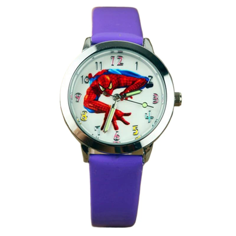 Mininstants-Montre-bracelet Spider-Suffolk pour enfants, montre-bracelet à quartz ronde, ceinture en cuir, dessin animé Marvel, garçons, étudiants, cadeau de Noël