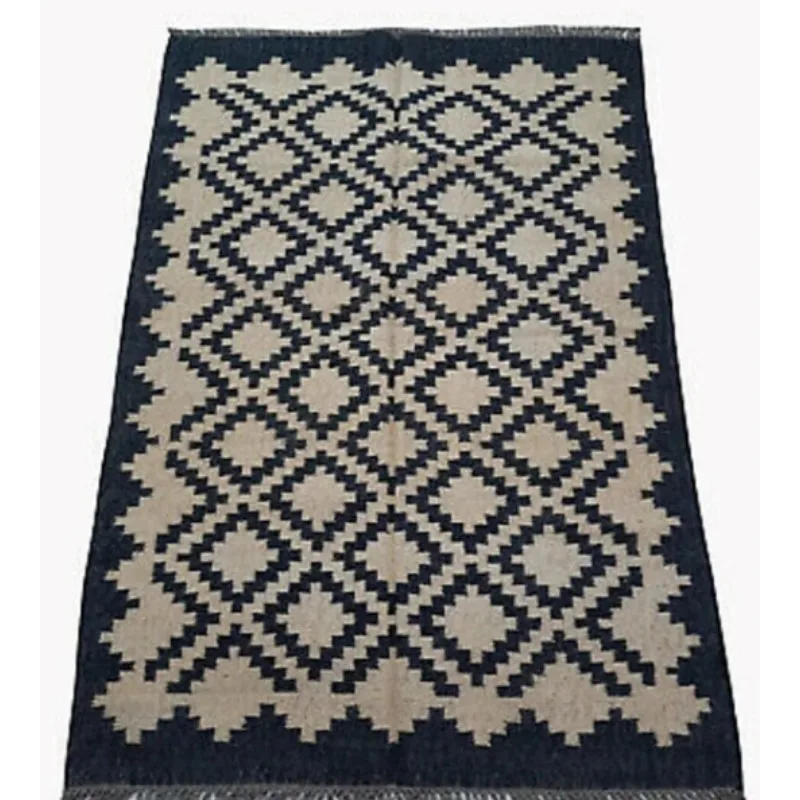 

Rug Wool Jute Accent Rug Vintage Kilim Geometric Area Runner Aztec Accent Rug