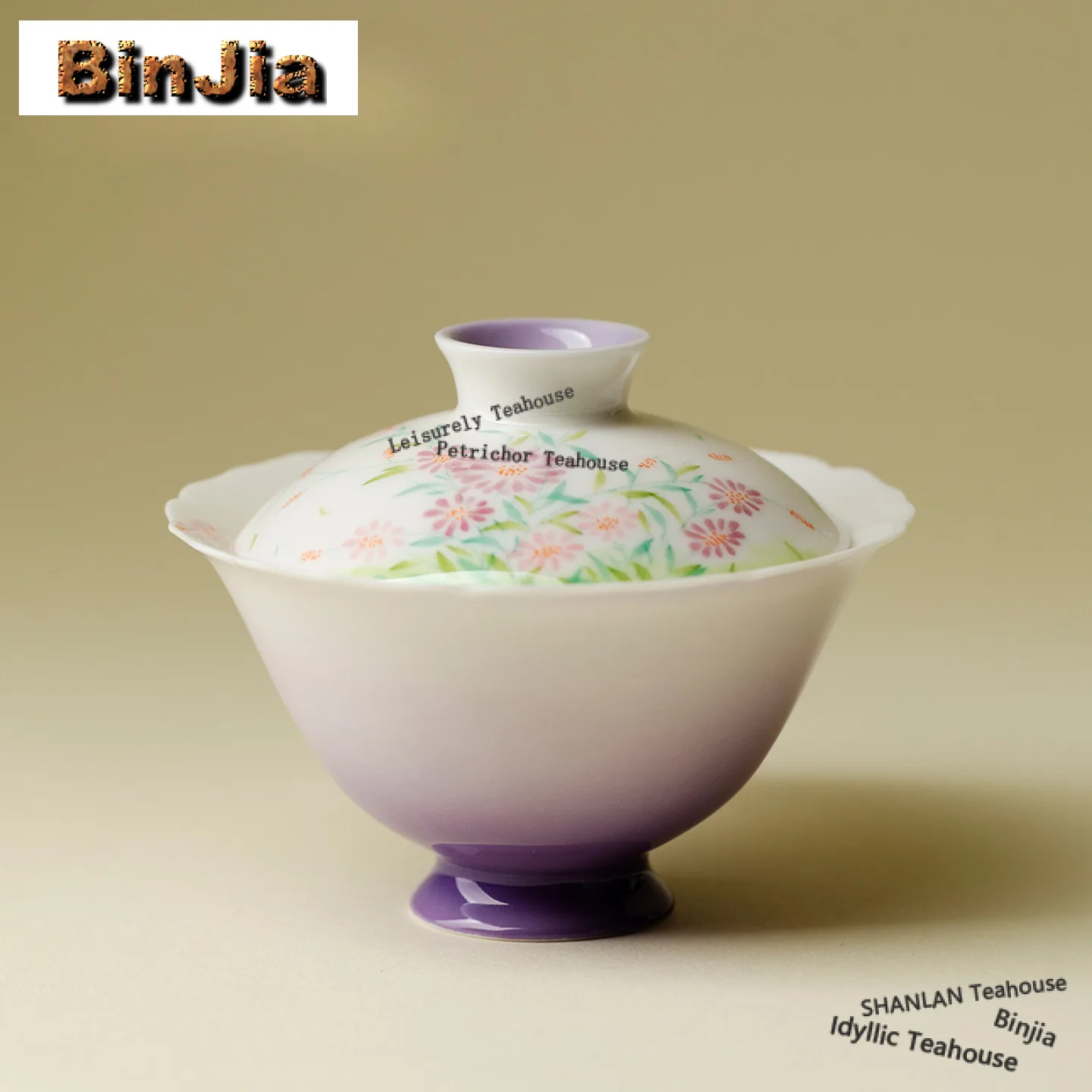 100ml Gradient Ramp Hand-painted Flower Gaiwan Handmade Tea Tureen Tea Bowl With Lid Kit Tea Maker Cover Bowl Drinkware Craft