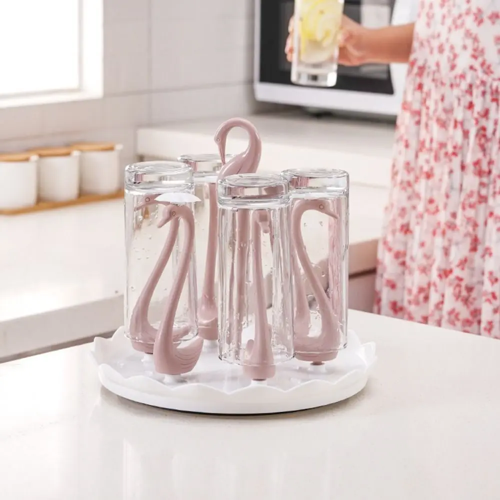 Creative Rotatable Cup Holder 4/6 Heads Plastic Cup Support Frame Center Handle Detachable Mug Dryer Rack Cup Accessories