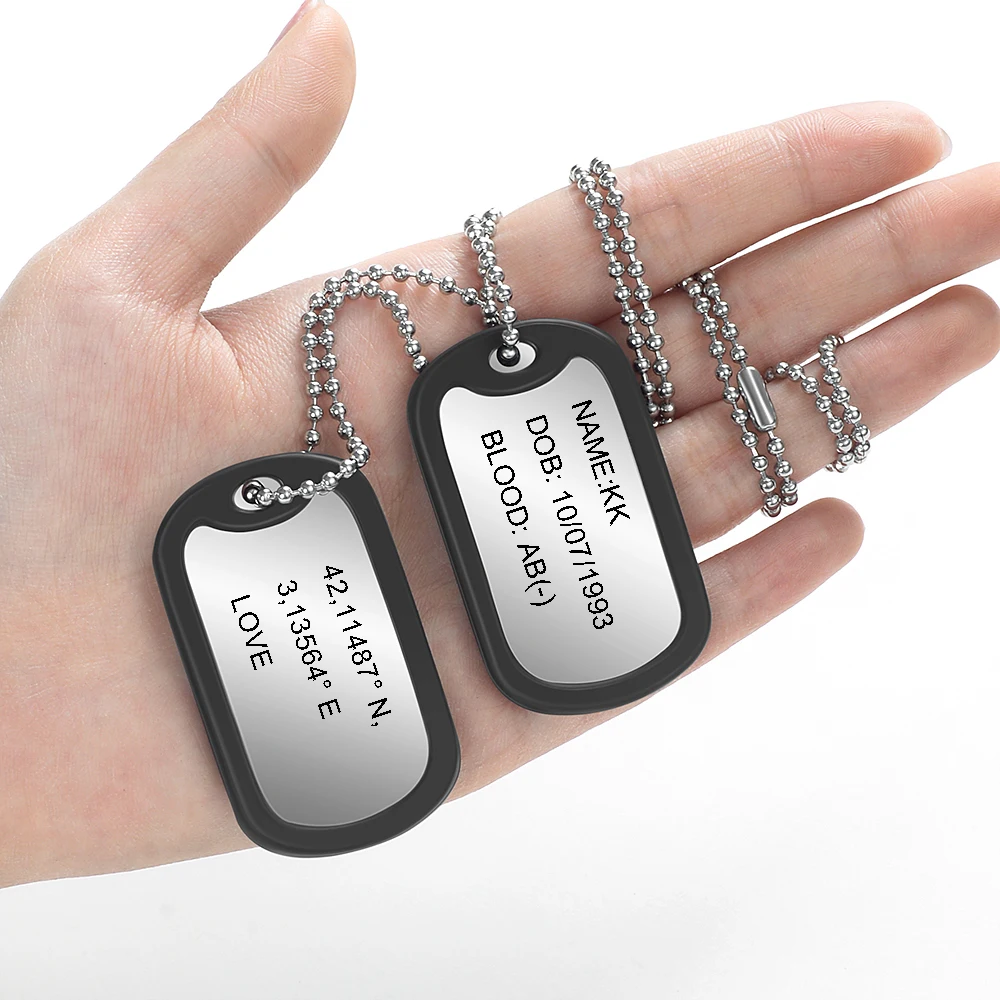 Personalized Military Pendant Necklace for Men Army Customized Engraved Name Photo ID Lettering Stainless Steel Jewelry Gifts
