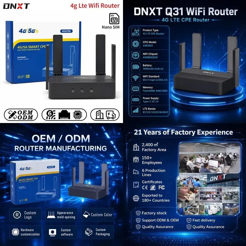 Hot Sale DNXT 4g Lte Wifi Router 2.4GHz Cat4 300Mbps Wifi 6 Router Mini Wifi 4g Router Type-C 3000mAh 4g Cpe Office Use