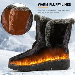 Faux Fur Waterproof Snow Boots for Men 2023 Outdoor Keep Warm Winter Shoes Mens Plush Platform Ankle Boots Cotton Padden Shoes