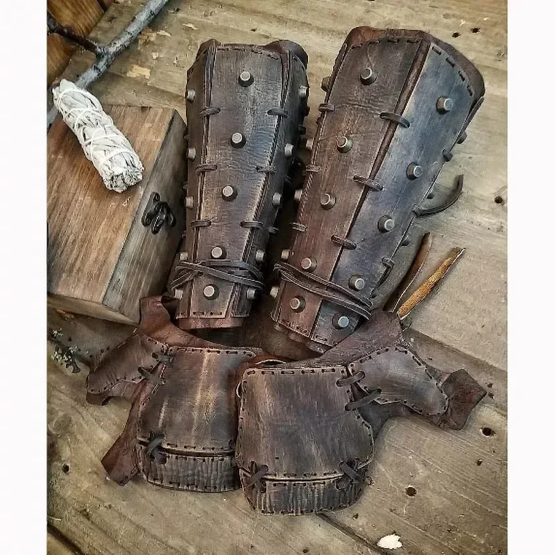 Cosplay Steampunk Medieval Armor Samurai Leather Bracer Long Gloves Gauntlet Viking Pirate Gladiator Costume Accessory Arm LARP