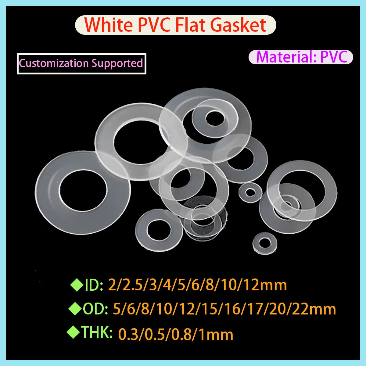 

Soft and Hard PVC Transparent Insulation Flat Gasket Gasket Ring Flat Gasket M1.6 M2 M2.5 M3 M4 M5 M6 M8 M10 M12