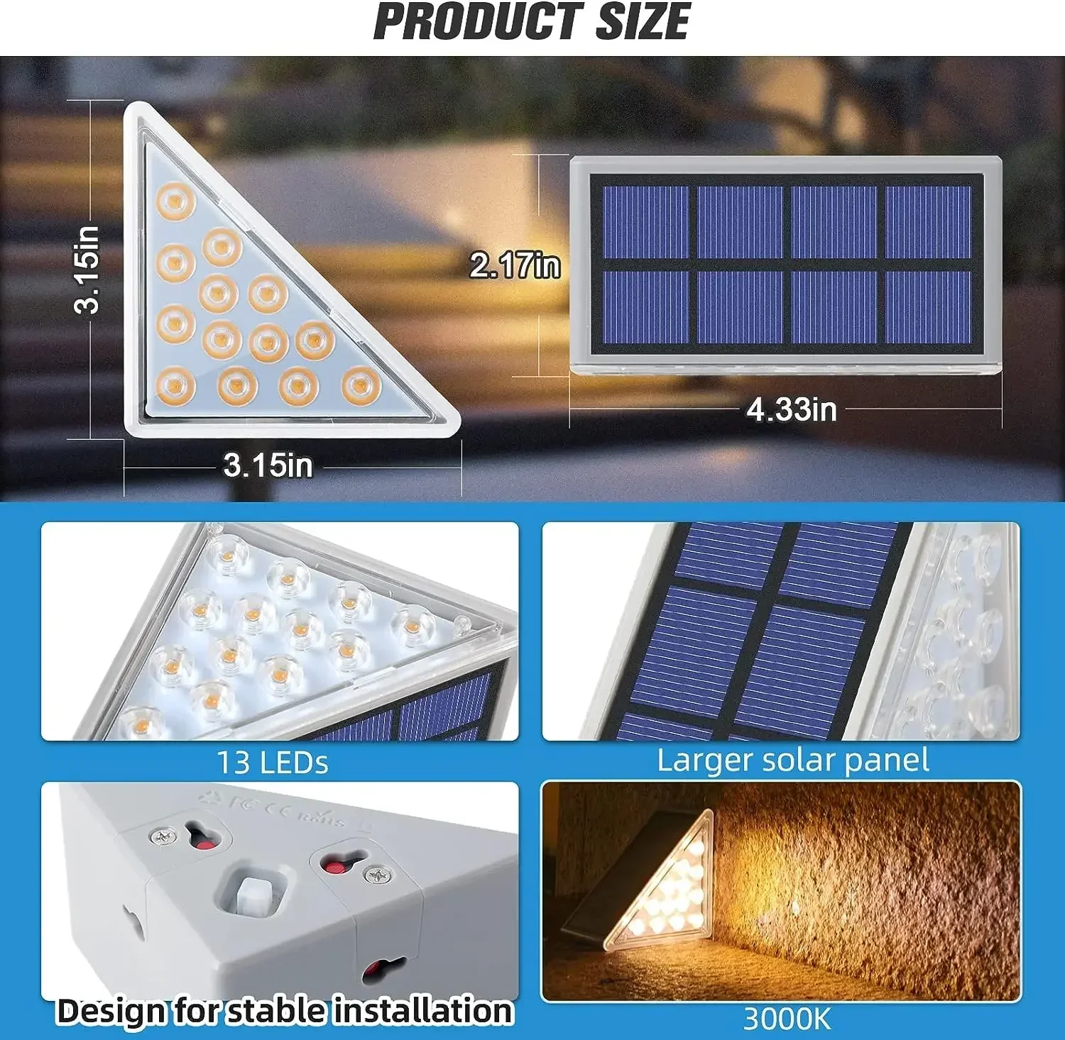 LED Solar Light Outdoor Solar Step Light Garden Decor Light Outdoor Waterproof Led Garden Landscape Decoration Stairway Light