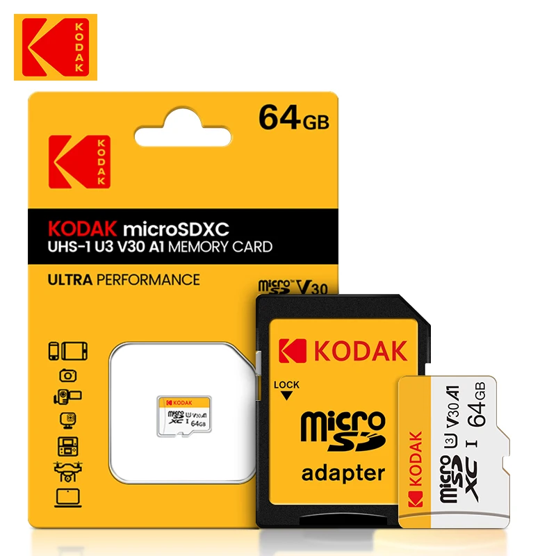 Imagem -03 - Kodak-cartão de Memória Micro sd para Telefone u3 tf sd tf 128 gb 32gb 64gb 128 gb 256gb Pcs