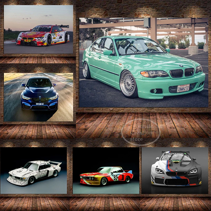 Retro Collection Power M3 E30 Super Racing Bwm Car Canvas Painting Poster Wall Art Picture Prints Canvas Living Home Room Decor