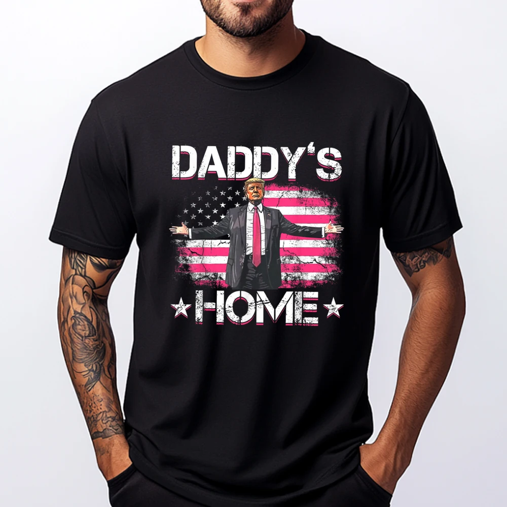 

Trump 2025 Daddys Home Funny Trump Pink Wholesale Tshirts 100 Pcs Camisetas De Hombre Japan Style