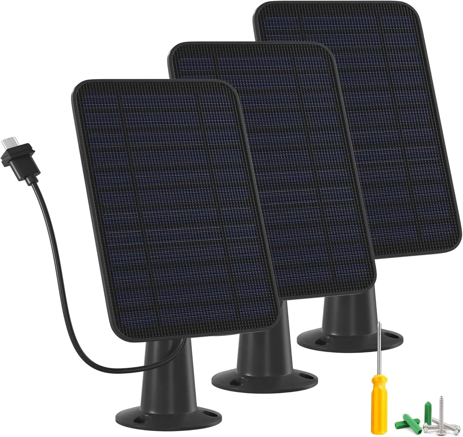 3Pcs 5W Solar Panel Charger Compatible with Blink Outdoor/Outdoor(3rd Gen)/XT XT2 Camera, Solar Panel for Blink Camera,micro-USB