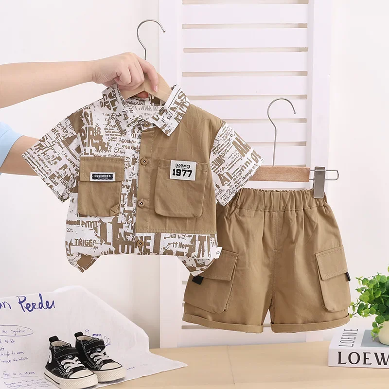 

New Summer Baby Clothes Suit Children Boys Short Sleeved Shirt Shorts 2Pcs/Sets Kids Clothing Infant Costume Toddler Tracksuits